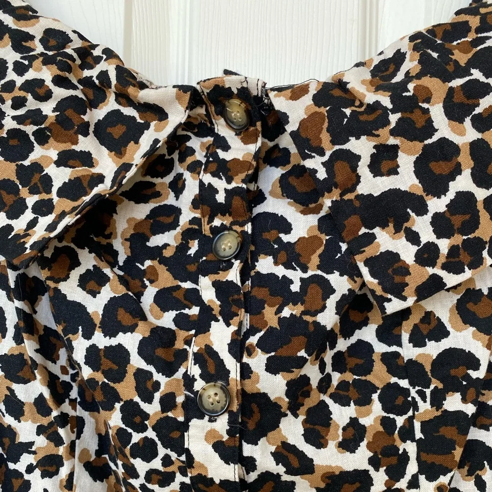 Leopard print off shoulder dress. - Picture 6 of 8